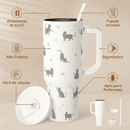 Gift for Cat Lovers Cat Mom – 40oz Stainless Steel Tumbler - Image 2