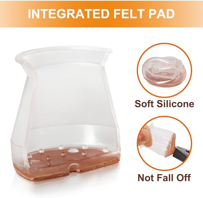 32 Pcs VIUME Chair Leg Floor Protectors for Hardwood Floors Silicone Covers to Protect Wood Tile Floors Scratches Felt Pads Furniture Leg Caps Reduce Noise (Fit:1.3"-2")
