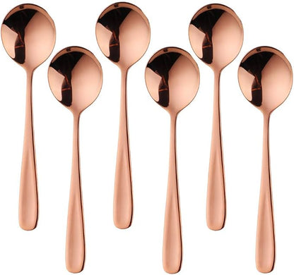 Buyer Star Bouillon Spoon Sets, 7-Inch Round Soup Spoons, Stainless Steel by BuyerStar