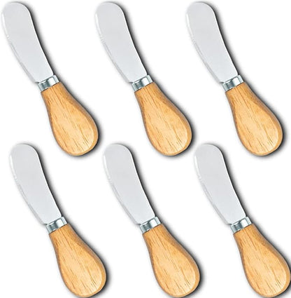 Small Cream Cheese Spreader Knives Set, Wooden 5in, Stainless Steel Butter by GotoBuy