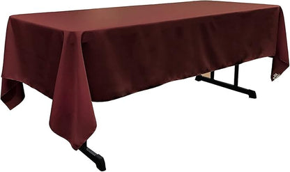 LA Linen Polyester Poplin Washable Rectangular Tablecloth, Stain and Wrinkle Resistant Table Cover 60x108, Fabric Table Cloth for Dinning, Kitchen, Party, Holiday 60 by 108-Inch, Burgundy