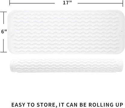 Silicone Dish Drying Mat for Multiple Usage,Easy clean,Eco-friendly,Heat-resistant Silicone Mat for Kitchen Counter,Sink,Bar,Bottle,or Cup Translucent M 17 inches x 6 inches