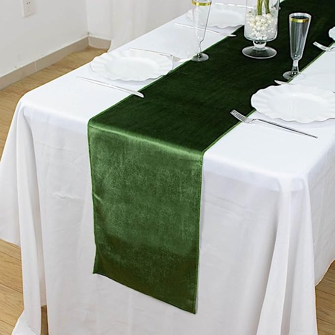 Balsa Circle 10 pcs 12x108-Inch Olive Green Premium Velvet Table Runners - Image 4