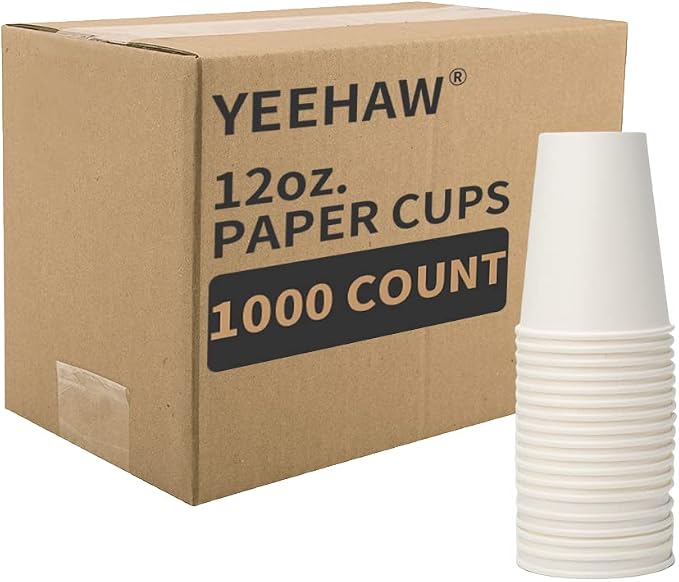 YEEHAW 12 oz 1000 Pack White Disposable Paper Coffee Cups | - Image 6
