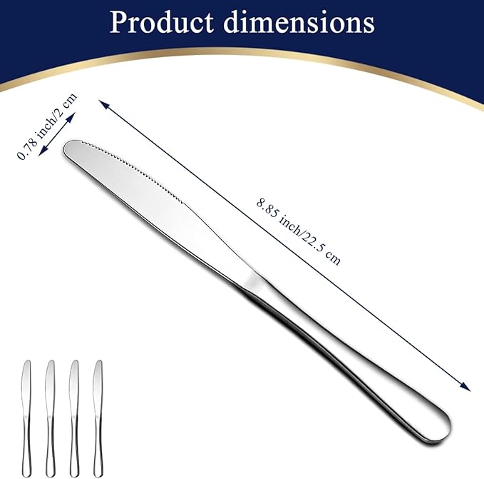 Berglander Dinner Knives Set Of 4, Stainless Steel Butter Knife Spreader 9.17" - Image 2