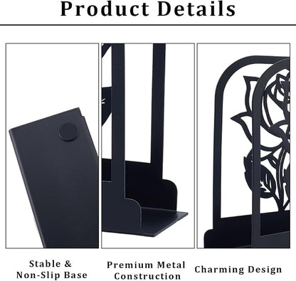 CRASPIRE Flower Standing Napkin Holder Black Metal Napkins Holders Retro Rose - Image 6