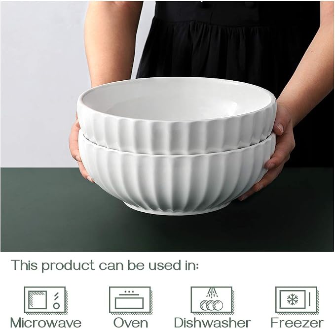 DOWAN 9.8'' Serving Bowls, 86 oz Large Salad Bowl, Ceramic Serving Dishes - Image 6