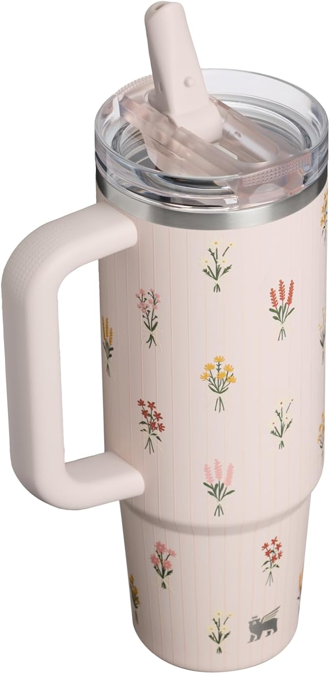 STANLEY Quencher ProTour Flipstraw Tumbler, 30 oz, Rose Quartz Bouquets | - Image 3