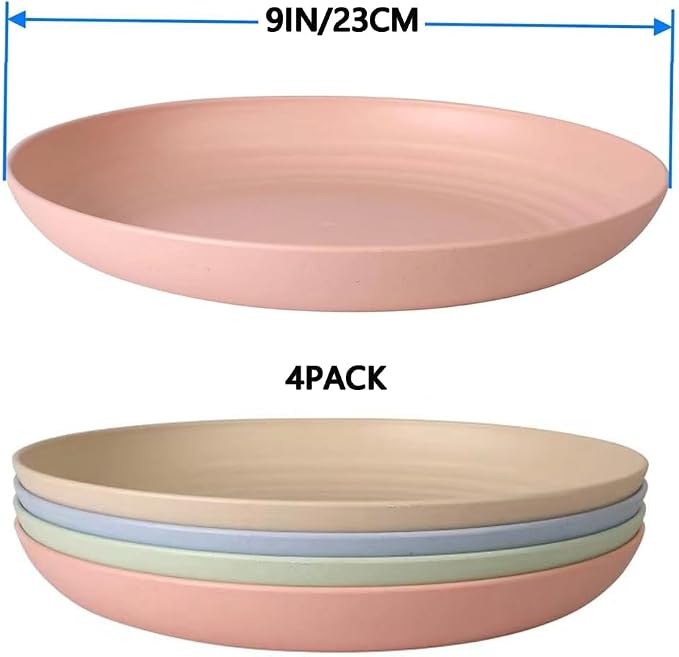 LRUUIDDE Unbreakable Cereal Dinner Plate, 9 Inch Wheat Straw Deep Reusable - Image 6