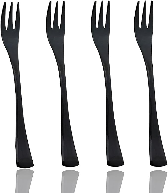JASHII 18/10 Stainless Steel 4 Piece Mirror Polished Black Cake Fork Pie Fork by JASHII