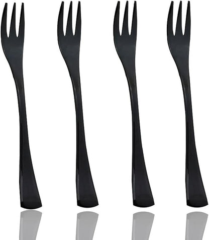 JASHII 18/10 Stainless Steel 4 Piece Mirror Polished Black Cake Fork Pie Fork by JASHII