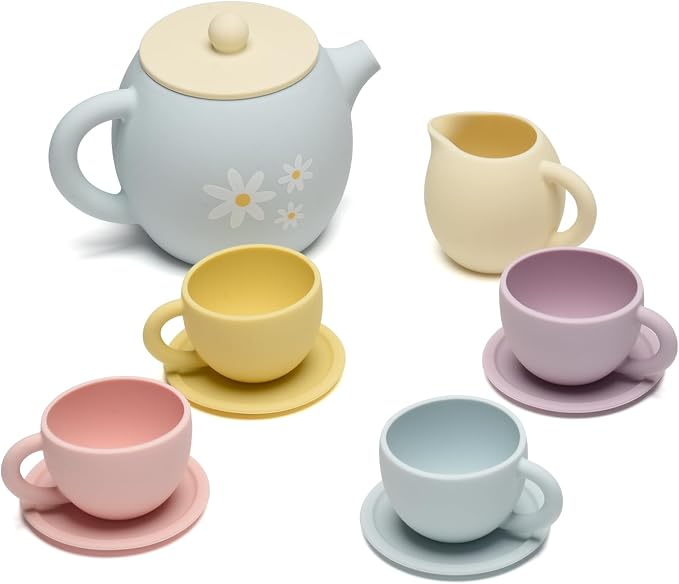 Silicone Tea Set for Toddlers 1-3, Pretend Play Tea Party Set Toys | Pretend - Image 7