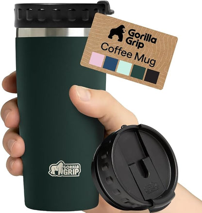 GORILLA GRIP 304 Stainless Steel Double Insulated Travel Coffee Mug, Leakproof by Unknown