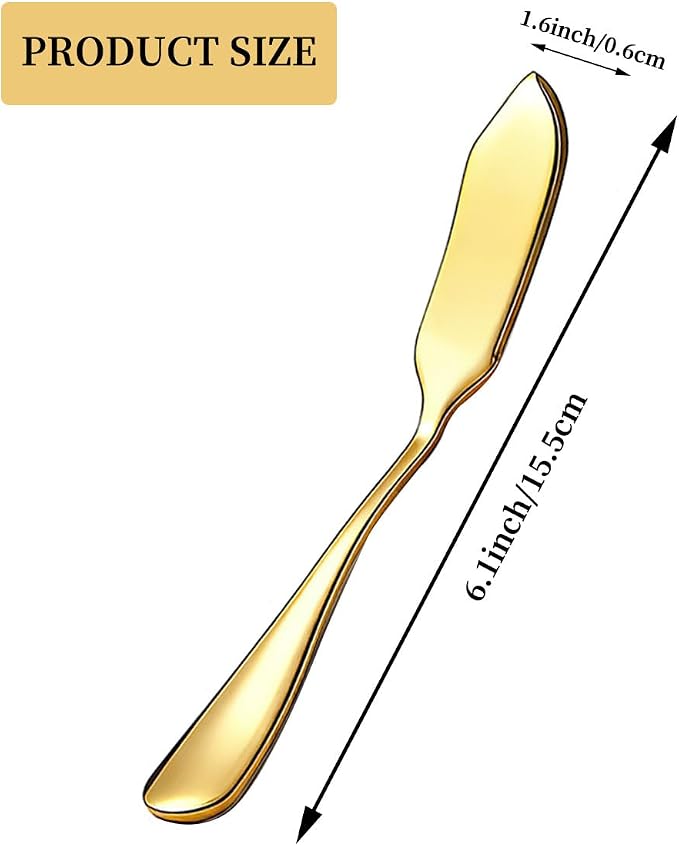 Berglander Stainless Steel Butter Knives Set of 4Pcs, Titanium Gold Plating - Image 2