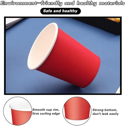 75 Pack 8 oz Disposable Paper Cups, Paper Coffee Cups-Red | Beverage Cups - Image 3