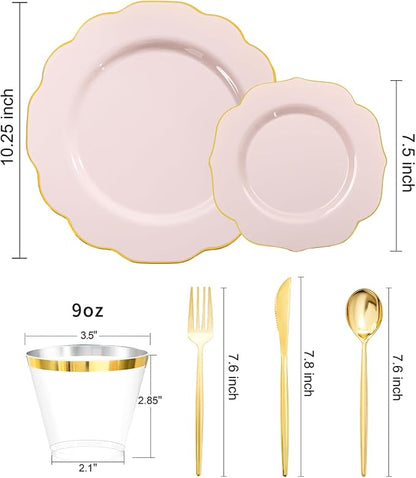 bUCLA 180PCS Pink Plastic Plates - Image 2