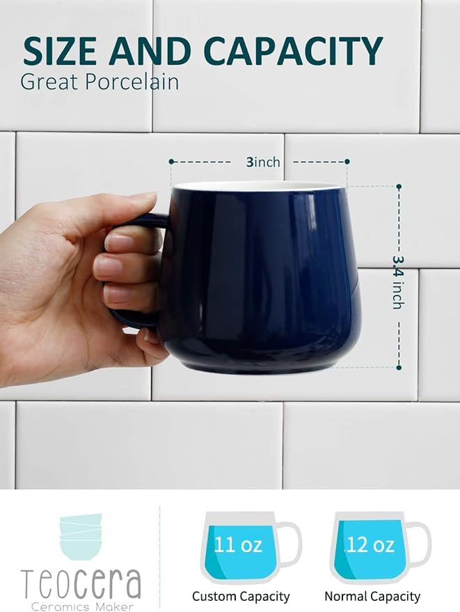 Teocera Ceramic Coffee Mug Set of 4-12 oz Coffee Mugs - Image 2