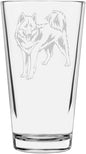 Canadian Eskimo Dog Themed Etched All Purpose 16oz Pint Glass