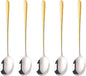 5-pieces Soup Dinner Spoon 8-Inch Gradient Gold Metal Korean Spoon Stainless Steel Table Spoons by Buyer Star