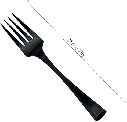 JASHII 18/10 Stainless Steel Mirror Polished Black 2 Pcs Spoon & 2 Pcs Fork - Image 3