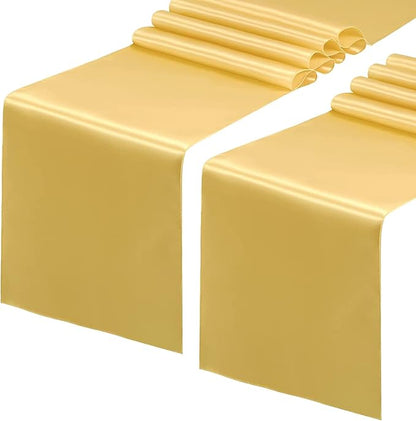 Gold Table Runners, 12x108 Inches, 2 Pack | Silk and Smooth Fabric, by HMQIANG