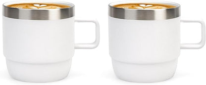Zenbo 6 oz Espresso Mug with Handle, Ceramic-Lined 18/8 Stainless Steel | by Zenbo