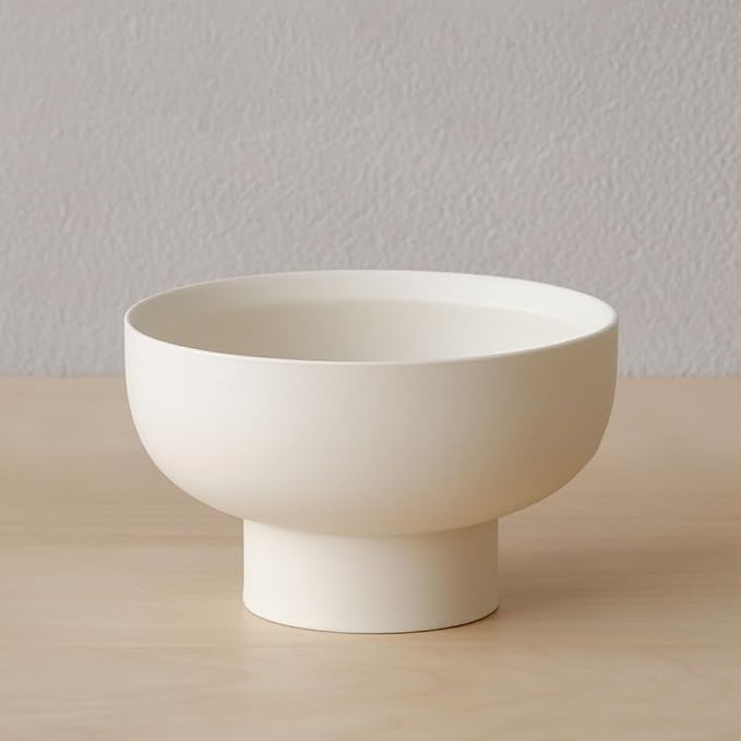 WENSHUO Pedestal Bowl, Decorative Ceramic Fruit Bowl, 5.5 in, Matte Crème | 20 by WENSHUO
