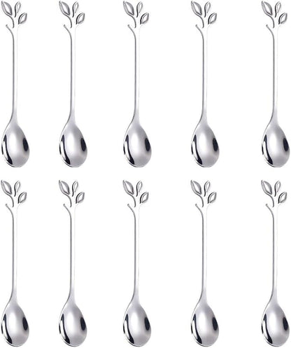 AnSaw Elegant Silver Leaf Coffee Spoons by AnSaw
