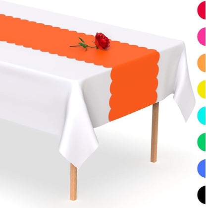 Orange Scallop Table Runner, Disposable Plastic, 5 Pack - Image 7