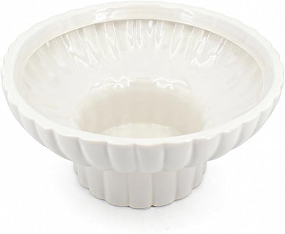 Handmade Glossy Ceramic Decorative Footed Bowl, 8 Inch Small Modern Pedestal Bowl,Fluted Decorative Bowl for Coffee Table,Key Bowl for Entryway Table,Ceramic Catch All Bowl for Home Decor