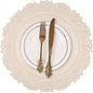 Noctiflorous Round Faux Leather 15 Inch Placemats Set of 6 Waterproof Wipeable Heat Resistant Tablemat for Dining Table Kitchen Non Slip Washable Oilproof Table Place Mat for Indoor Outdoor(Beige, 6)