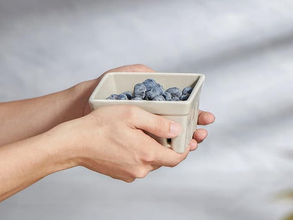 ONEMORE Ceramic Berry Basket, Rustic Stoneware Berry Bowls Colander, Square - Image 4