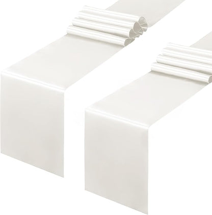 Horbaunal 12 Pack Ivory Satin Table Runner 12 x 108 Inch | Smooth Table Runners by Horbaunal
