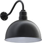 Steel Lighting Co. Hollywood Bowl Light | Outdoor Wall Mounted | 15 inch Bowl Dome | 16 inch Gooseneck | Barn Light Made in America | Matte Black Exterior/White Interior