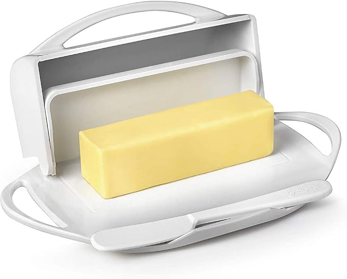 Flip Top Butter Dish with Attached Lid & Matching Knife - Image 4