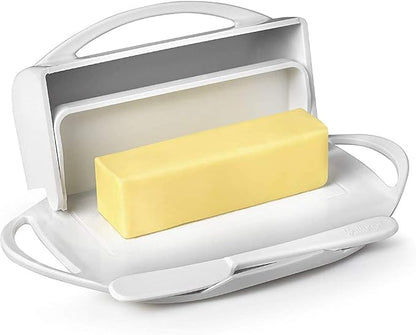 Flip Top Butter Dish with Attached Lid & Matching Knife - Image 4