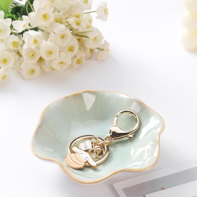 2PCS Lotus Leaf Shape Ring Holder Dish, Small Key Bowl, Ceramic Trinket Tray - Image 4