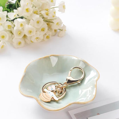2PCS Lotus Leaf Shape Ring Holder Dish, Small Key Bowl, Ceramic Trinket Tray - Image 3