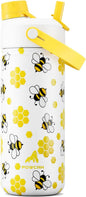 18 oz Cute Water Bottle for Kids: 2-in-1 Straw Spout Lid, Keep Cold 24H by POWCAN