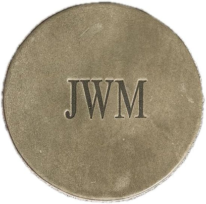 Ox & Pine Personalized Leather Coaster - Sold Individually or in Sets of 4 - Customize Inscription - 100% Full-Grain Leather – 4" Round or 4" Square (Round, Stone Natural, 1 Individual Coaster)