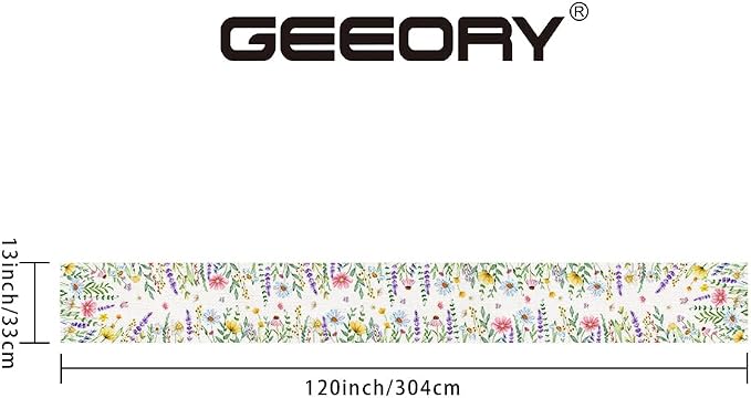 Spring Table Runner 13 x 120 Inch, Floral Wildflowers Decorative Rustic - Image 6