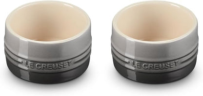 Le Creuset Stoneware Round Ramekin Straight Wall Set of 2, 7 oz. Each, Oyster