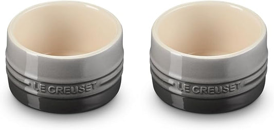 Le Creuset Stoneware Round Ramekin Straight Wall Set of 2, 7 oz. Each, Oyster