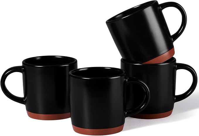 E-far Ceramic Coffee Mug Set of 4, 12oz Stoneware Coffee Cup by E-far