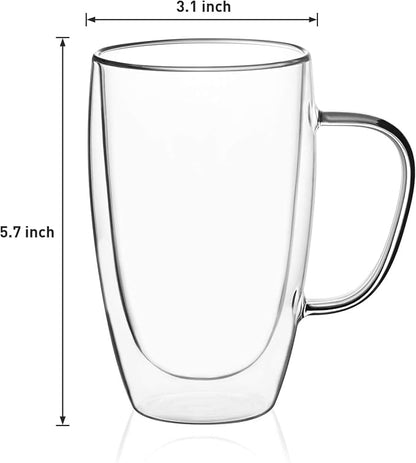 Espresso Cups Set Of 2 15 Oz, Double Walled Glass Coffee Mugs - Image 3