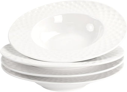Soup Bowls, Pasta Bowls Plates, Embossed Porcelain Wide Rim Bowls, 10 Oz by Jinsongdafa