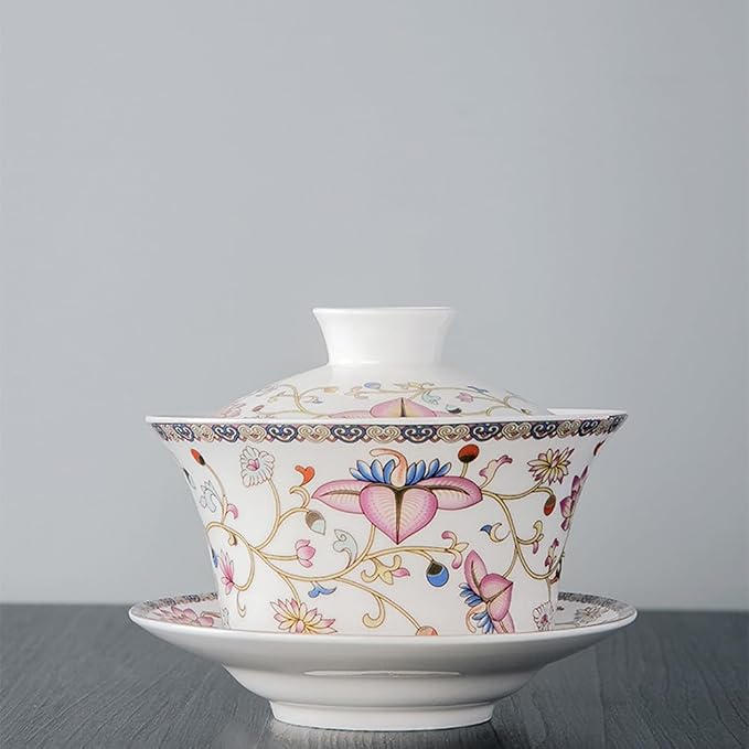 Chinese Gaiwan Tea Cup, Asian Traditional Porcelain Kungfu Handleless Tea Cup - Image 8