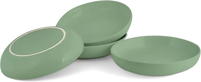 Elanze Designs Bistro Glossy Ceramic 8.5 inch Shallow Pasta Dinner Bowls Set of - Image 5