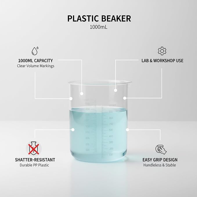 1000mL Shatter-Resistant Plastic Beaker - Image 5