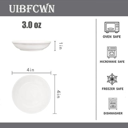 UIBFCWN 3 Oz Ceramic Dipping Bowls, Soy Sauce Dishes Set of 30, Dipping Sauce Cups/Bowls/Dishes for Kitchen, Mini Appetizer Plates for Condiment Sushi Ketchup BBQ Party, 4 Inch